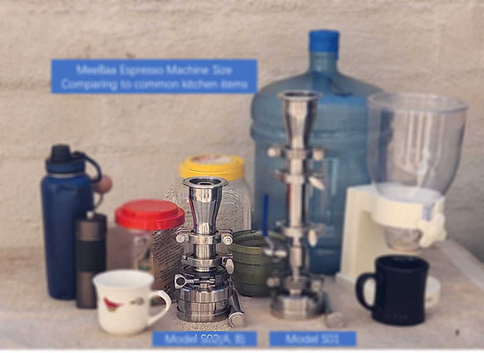 Stainless Steel Pressure Brew – Manual Espresso Maker - www.meebaa.store, S02 (S02A/S02B) product size display